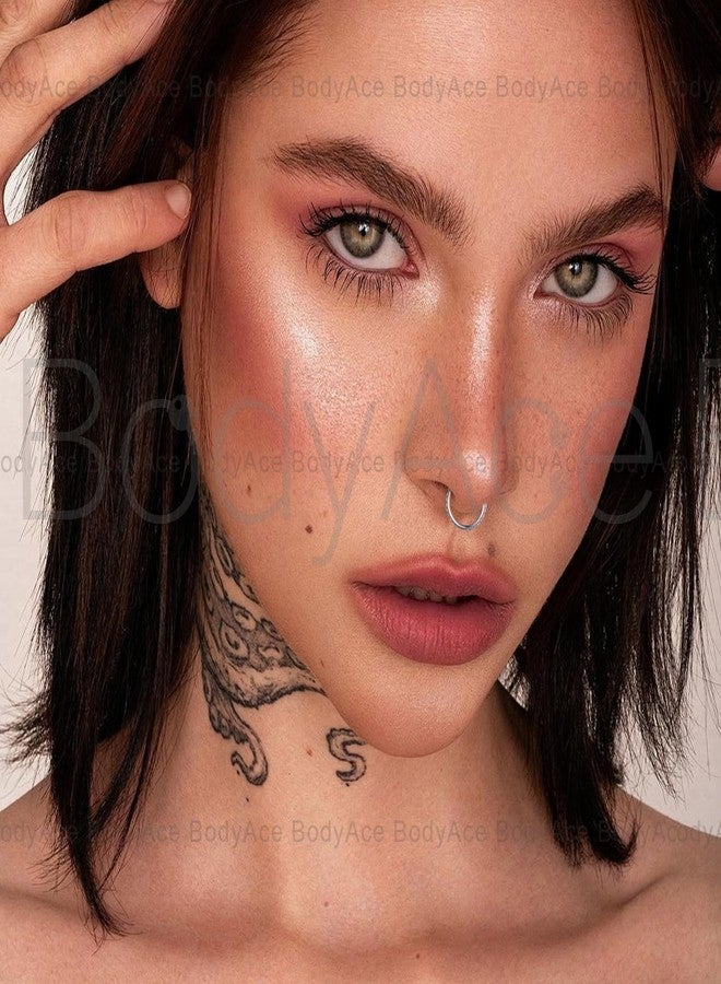 BodyAce F136 Titanium Septum Rings D Shaped Nose Ring Hoops 16G Cartilage Earrings Higned Segment Clicker for Rook Daith Conch Helix Tragus Piercing Jewelry [D:8mm] - Image 3